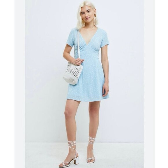 PacSun LA Hearts Blue Floral Bodice Swing Mini Sundress Women’s Size Small - Picture 2 of 6